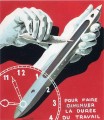 ベルギーの繊維労働者センターが労働時間を削減するためのポスターのプロジェクト 1938 年 シュルレアリスム